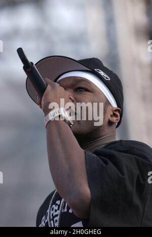 Verona Italien 09/20/2003, Arena : 50 Cent während des Soundchecks vor dem Konzert der musikalischen Veranstaltung 'Festivalbar 2003' Stockfoto