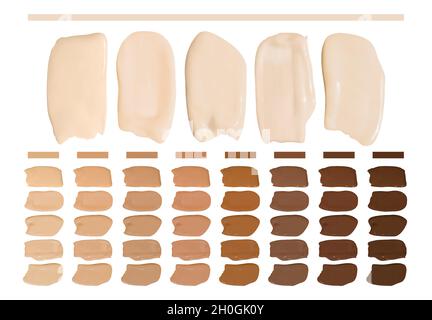 Vector Make Up Foundation Verschmiert. Make-Up Concealer Gel. Realistisches Farbfeld Malen. Gesichtsbürste Für Schönheit. Brown Foundation Stock Vektor