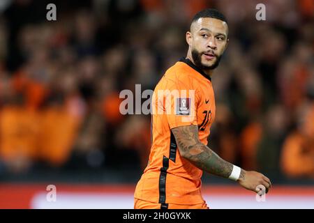 ROTTERDAM, NIEDERLANDE - 11. OKTOBER: Memphis Depay of the Netherlands während des FIFA WM-Qualifikationsspiel 2022 zwischen den Niederlanden und Gibraltar im Stadion Feijenoord am 11. Oktober 2021 in Rotterdam, Niederlande (Foto: Peter Lous/Orange Picters) Stockfoto