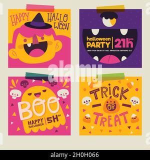 Handgezeichnete halloween-Karte Sammlung Vektor-Design Illustration Stock Vektor