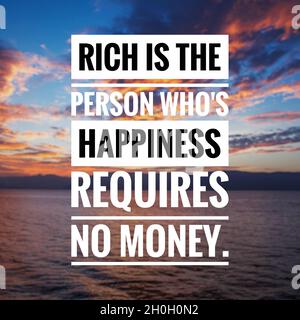 Inspirierende und motivierende Zitate und Sprüche über Reichtum. Stockfoto