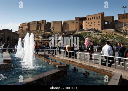 Erbil, Irak. Blick auf die Zitadelle vom Shar Park. Kredit: MLBARIONA Stockfoto