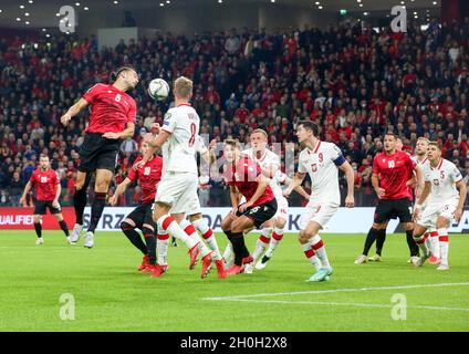 Tirana, Albanien. Oktober 2021. Frederik Veseli (Albanien) während des Fußballspiels der FIFA-Weltmeisterschaft 2022 zwischen Albanien und Polandf am 13. Oktober 2021 im Air Albania Stadium in Tirana, Albanien Credit: Independent Photo Agency/Alamy Live News Stockfoto