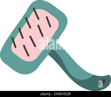 Bürste zum Kämmen von Tierhaaren. Vektorgrafik. Objekt isoliert auf weißem Hintergrund, Cartoon-Stil. Stock Vektor