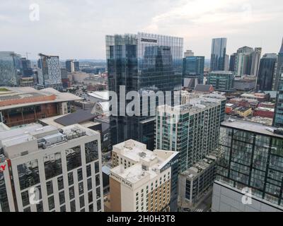 Luftaufnahme der Skyline von Nashville, Tennessee, USA. Oktober 2021 Stockfoto