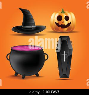 Sammlung realistische halloween Elemente Vektor Design Illustration Stock Vektor