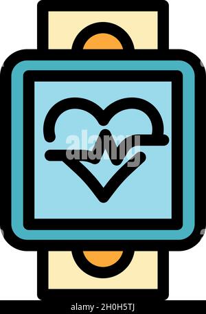 Symbol für die laufende Smartwatch. Kontur laufen Smartwatch Vektor Symbol Farbe flach isoliert Stock Vektor