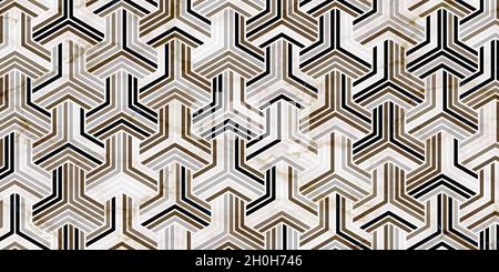 Abstrakte geometrische Muster Streifen polygonale Form. Luxus von Gold Hintergrund mit Marmor Textur für Teppich, Teppich, Tapete, Kleidung, Verpackung, Batik Stock Vektor