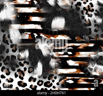 Druck,Textilstoff Druckmuster, Kissen Designs, Kleid Muster Design, Leopard, Camouflage, Zebra-, Barock- und Kombinationsmuster. Stockfoto