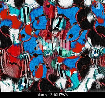 Druck,Textilstoff Druckmuster, Kissen Designs, Kleid Muster Design, Leopard, Camouflage, Zebra-, Barock- und Kombinationsmuster. Stockfoto