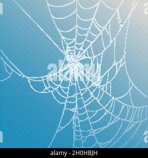 Realistische Spinnennetz blauen Himmel Hintergrund Vektor-Design Illustration Stock Vektor