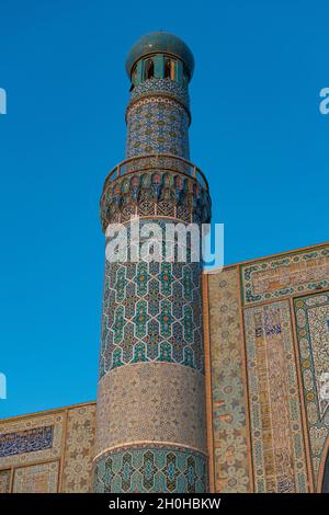 Verzierter Turm in der Großen Moschee von Herat, Afghanistan Stockfoto