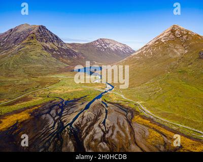 Luftaufnahme des Black Cuillin Ridge, Isle of Skye, Elgol, Schottland, Großbritannien Stockfoto