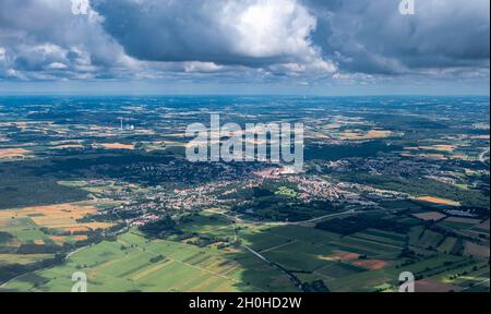 Luftaufnahme, Stadtansicht von Freising, Bayern, Deutschland Stockfoto