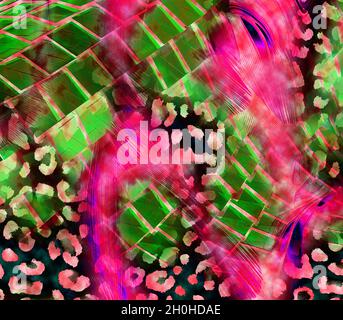 Druck,Textilstoff Druckmuster, Kissen Designs, Kleid Muster Design, Leopard, Camouflage, Zebra-, Barock- und Kombinationsmuster. Stockfoto