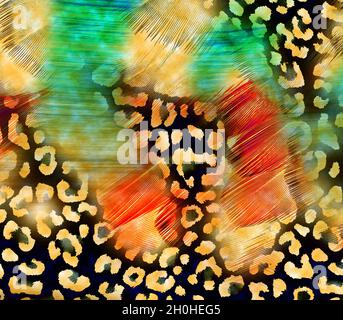 Druck,Textilstoff Druckmuster, Kissen Designs, Kleid Muster Design, Leopard, Camouflage, Zebra-, Barock- und Kombinationsmuster. Stockfoto