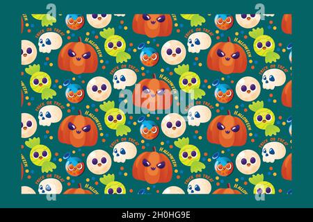 Niedliche handgezeichnete Halloween Muster Vektor Design Illustration Stock Vektor