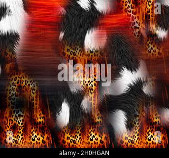 Druck,Textilstoff Druckmuster, Kissen Designs, Kleid Muster Design, Leopard, Camouflage, Zebra-, Barock- und Kombinationsmuster. Stockfoto