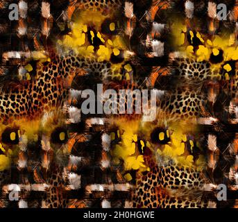 Druck,Textilstoff Druckmuster, Kissen Designs, Kleid Muster Design, Leopard, Camouflage, Zebra-, Barock- und Kombinationsmuster. Stockfoto