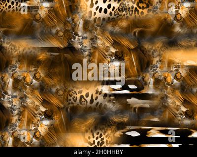Druck,Textilstoff Druckmuster, Kissen Designs, Kleid Muster Design, Leopard, Camouflage, Zebra-, Barock- und Kombinationsmuster. Stockfoto