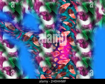 Druck,Textilstoff Druckmuster, Kissen Designs, Kleid Muster Design, Leopard, Camouflage, Zebra-, Barock- und Kombinationsmuster. Stockfoto