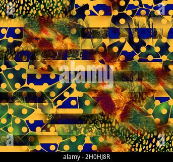Druck,Textilstoff Druckmuster, Kissen Designs, Kleid Muster Design, Leopard, Camouflage, Zebra-, Barock- und Kombinationsmuster. Stockfoto