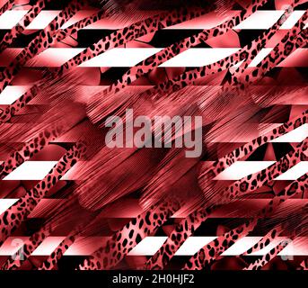 Druck,Textilstoff Druckmuster, Kissen Designs, Kleid Muster Design, Leopard, Camouflage, Zebra-, Barock- und Kombinationsmuster. Stockfoto