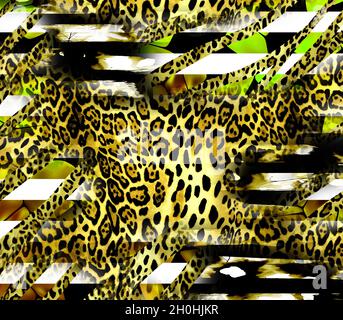 Druck,Textilstoff Druckmuster, Kissen Designs, Kleid Muster Design, Leopard, Camouflage, Zebra-, Barock- und Kombinationsmuster. Stockfoto