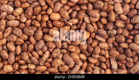 Panorama von Pinto Beans aus dem oberen Vollformat als Hintergrund Stockfoto