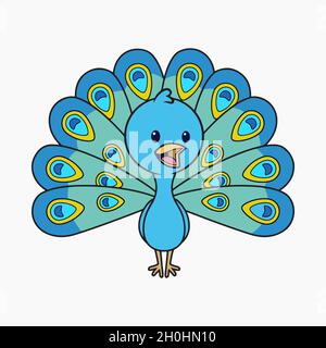 Niedliches Baby Pfau Vektor Illustration Cartoon Stock Vektor