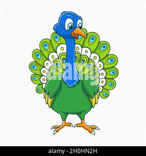 Pfau Stehend Vektor Illustration Cartoon Stock Vektor