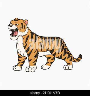 Tiger Roaring Vektor Illustration Cartoon Stock Vektor