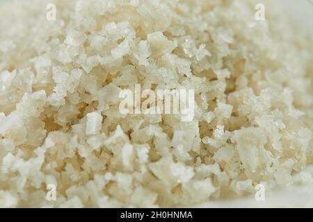 Salzblüte weißes französisches Salz aus nächster Nähe Stockfoto