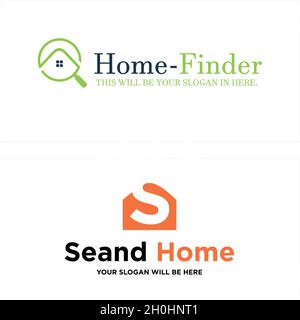 Moderne flache Linie Kunst Home Brief S Immobilien-Logo-Design Stock Vektor