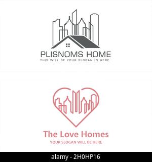 Moderne Immobilien Stadt Haus Gebäude Logo Design Stock Vektor