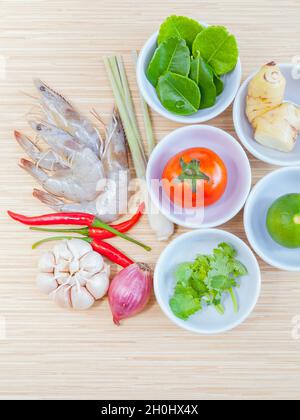 Zutaten für die beliebtesten Thai-Suppe. - oder Tom Yam Kung Stockfoto