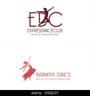 Moderne Frauen tanzen Ballerina Logo-Design Stock Vektor