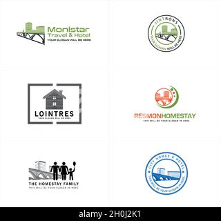 Modernes Stadtgebäude mit Familienlogo Stock Vektor