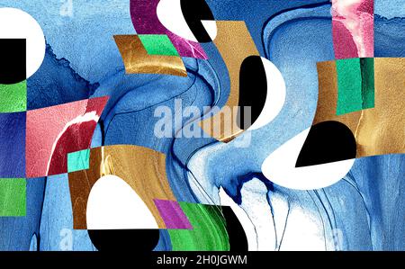 Das hochwertige abstrakte Gemälde in Alkoholtinte verleiht dem Designer einen modernen Kunsthintergrund. Stockfoto