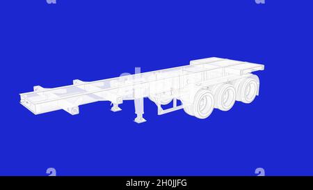 3D-Rendering eines ampty LKW Anhänger semi logistic isoliert auf weißem Hintergrund. Stockfoto