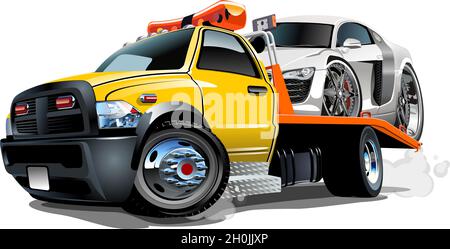 Cartoon Abschleppwagen isoliert auf weißem Hintergrund. Verfügbares EPS-10-Vektorformat, das durch Gruppen und Ebenen getrennt ist, für eine einfache Bearbeitung Stock Vektor