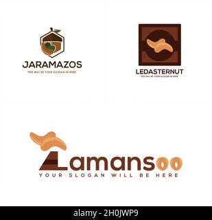 Modernes Icon Logo Nuss Cashews Landwirtschaft Logo-Design Stock Vektor
