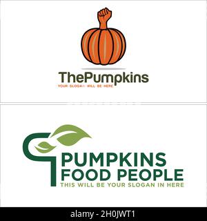 Modernes Essen gesunde Kürbisse Logo-Design Stock Vektor