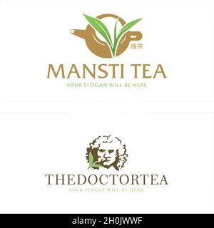 Kräutertee Getränk Natur Bio Logo Design Stock Vektor