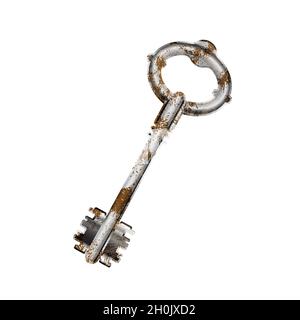 Alte antike Metalltür Schlüssel mit Rost auf weiß Stock Vektor