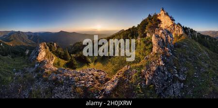 Berglandschaft mit Wald in der Velka Fatra Gebirge in der Region Turiec, Slowakei. Stockfoto