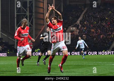 Marcus Tavernier von Middlesbrough feiert das erste Tor seiner Spielesoldseite Stockfoto