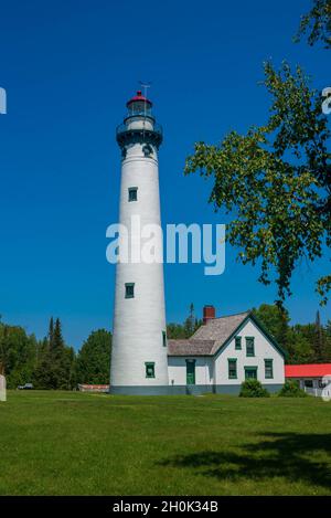 New Presque Isle Lighthouse im öffentlichen Park Stockfoto