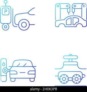 Automatisierung in der Automobilindustrie Gradient lineare Vektor-Symbole gesetzt Stock Vektor