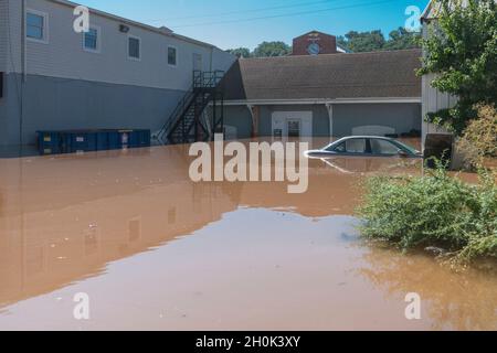 Überflutete Nachbarschaft nach Hurrikan Regen, Pennsylvania USA Stockfoto